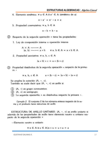 ESTRUCTURAS ALGEBRAICAS | Algebra Lineal
GUSTAVO SALINAS E. 17
 