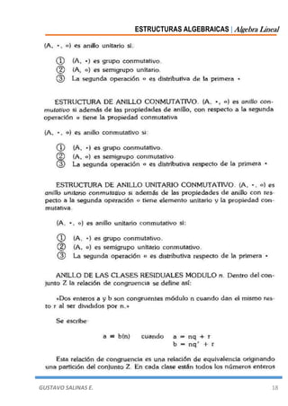 ESTRUCTURAS ALGEBRAICAS | Algebra Lineal
GUSTAVO SALINAS E. 18
 