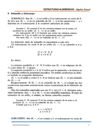 ESTRUCTURAS ALGEBRAICAS | Algebra Lineal
GUSTAVO SALINAS E. 27
 