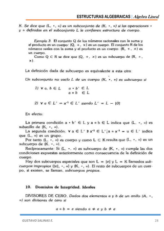 ESTRUCTURAS ALGEBRAICAS | Algebra Lineal
GUSTAVO SALINAS E. 28
 