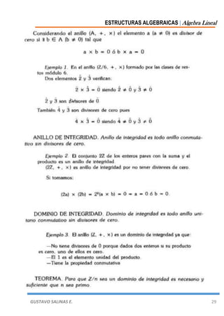 ESTRUCTURAS ALGEBRAICAS | Algebra Lineal
GUSTAVO SALINAS E. 29
 