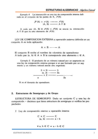 ESTRUCTURAS ALGEBRAICAS | Algebra Lineal
GUSTAVO SALINAS E. 3
 