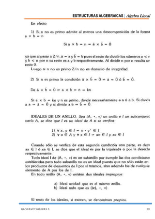 ESTRUCTURAS ALGEBRAICAS | Algebra Lineal
GUSTAVO SALINAS E. 30
 