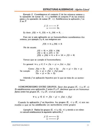 ESTRUCTURAS ALGEBRAICAS | Algebra Lineal
GUSTAVO SALINAS E. 33
 