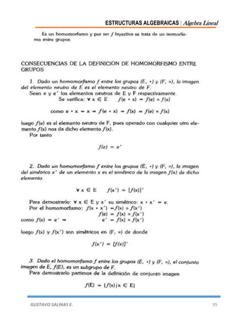 ESTRUCTURAS ALGEBRAICAS | Algebra Lineal
GUSTAVO SALINAS E. 35
 