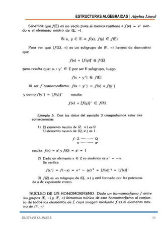 ESTRUCTURAS ALGEBRAICAS | Algebra Lineal
GUSTAVO SALINAS E. 36
 