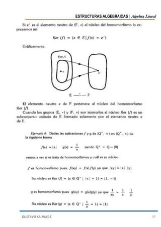 ESTRUCTURAS ALGEBRAICAS | Algebra Lineal
GUSTAVO SALINAS E. 37
 