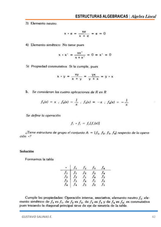 ESTRUCTURAS ALGEBRAICAS | Algebra Lineal
GUSTAVO SALINAS E. 42
 
