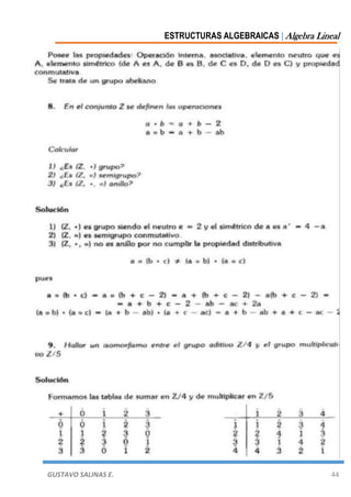 ESTRUCTURAS ALGEBRAICAS | Algebra Lineal
GUSTAVO SALINAS E. 44
 