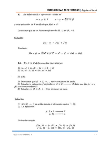 ESTRUCTURAS ALGEBRAICAS | Algebra Lineal
GUSTAVO SALINAS E. 47
 