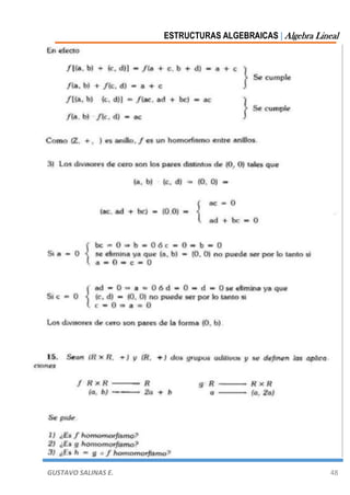 ESTRUCTURAS ALGEBRAICAS | Algebra Lineal
GUSTAVO SALINAS E. 48
 