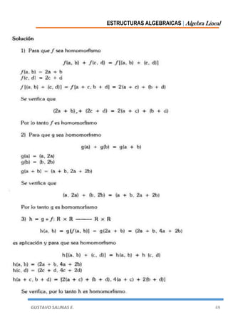ESTRUCTURAS ALGEBRAICAS | Algebra Lineal
GUSTAVO SALINAS E. 49
 