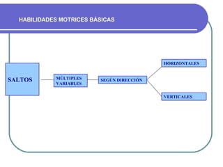 HABILIDADES MOTRICES BÁSICAS




                                           HORIZONTALES


SALTOS      MÚLTIPLES    SEGÚN ...