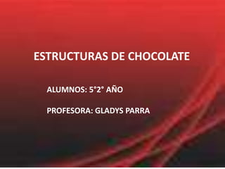 ESTRUCTURAS DE CHOCOLATE
ALUMNOS: 5°2° AÑO
PROFESORA: GLADYS PARRA
 