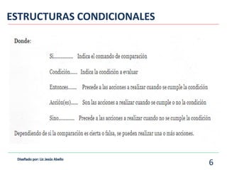 ESTRUCTURAS CONDICIONALES
6
 