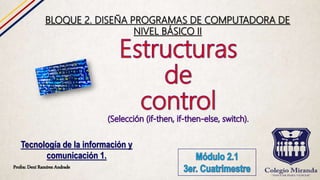 Profra: Dení Ramírez Andrade
Tecnología de la información y
comunicación 1.
BLOQUE 2. DISEÑA PROGRAMAS DE COMPUTADORA DE
NIVEL BÁSICO II
 