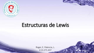Page 1
Estructuras de Lewis
Roger, E. Palencia, L.
V.13.271.437
 
