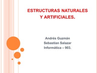 ESTRUCTURAS NATURALES
Y ARTIFICIALES.
Andrés Guzmán
Sebastian Salazar
Informática – 903.
 