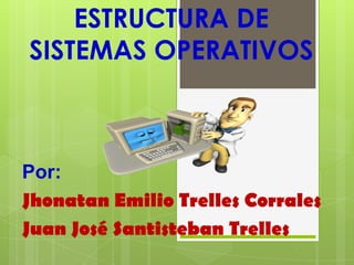 ESTRUCTURA DE
SISTEMAS OPERATIVOS



Por:
Jhonatan Emilio Trelles Corrales
Juan José Santisteban Trelles
 