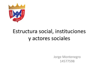 Estructura social, instituciones
y actores sociales
Jorge Montenegro
14577598
 