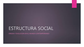 ESTRUCTURA SOCIAL
ORIGEN Y EVOLUCION EN EL MUNDO CONTEMPORANEO
 