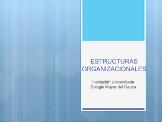 ESTRUCTURAS
ORGANIZACIONALES
Institución Universitaria
Colegio Mayor del Cauca
 