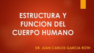 ESTRUCTURA Y
FUNCION DEL
CUERPO HUMANO
DR. JUAN CARLOS GARCIA ROTH
 