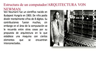 Estructura de un computador/ARQUITECTURA VON
NEWMAN
 