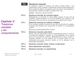 Oficina de Planeamiento e
Inteligencia Sanitaria
OPC - GCPS 43
Capítulo V:
Trastornos
mentales
y del
comportamiento
 