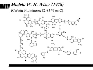 Modelo W. H. Wiser (1978)
(Carbón bituminoso: 82-83 % en C)
 