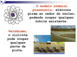 A descoberta da terceira partícula subatômica: o nêutronPercebeu-se que no núcleo poderia ter mais de 1 prótonComprometeria a estabilidade do núcleo (forças de repulsão muito fortes).Rutherford admitiu que existia no núcleo partículas semelhantes aos prótons, porém sem cargas Chadwick (1932) descobriu os nêutronsOs nêutrons serviriam para diminuir a repulsão entre os prótons (maior estabilidade no núcleo)