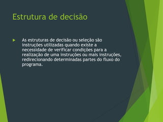 Estrutura de decisão switch case | PPTX