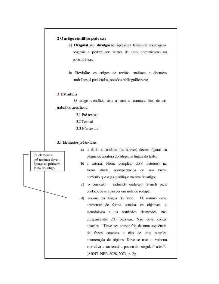 Caracteristicas do artigo cientifico