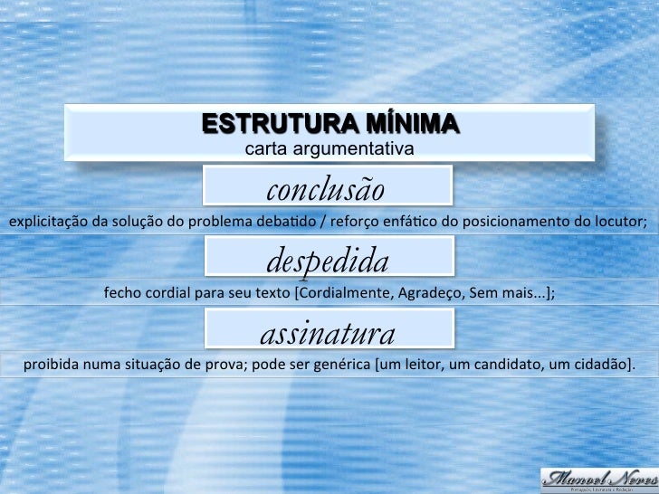 Estrutura mínima da carta argumentativa
