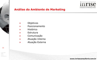 Análise do Ambiente de Marketing      Objetivos    Posicionamento    Histórico    Estrutura    Comunicação    Atuação Interna    Atuação Externa 