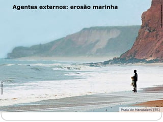 Agentes externos: erosão marinha 
Praia de Marataízes (ES) 
PALÊ ZUPPANI/PULSAR IMAGENS 
6o ano – Caderno 2 – Unidade 4 – Capítulo 1 
THOUGHT EQUITY 
 