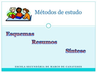Métodos de estudo




ESCOLA SECUNDÁRIA DE MARCO DE CANAVESES
 