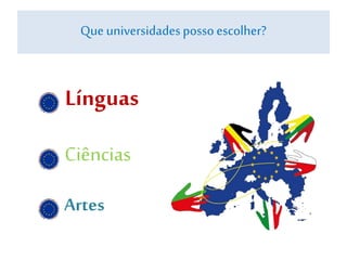 Que universidadespossoescolher?
Línguas
Ciências
Artes
 