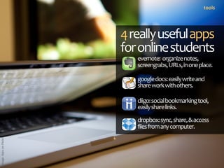 tools




                        4 really useful apps 
                        for online students
                      ...