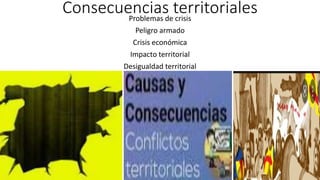 Consecuencias territoriales
Problemas de crisis
Peligro armado
Crisis económica
Impacto territorial
Desigualdad territorial
 