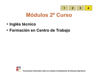 Módulos 2º Curso 1 2 1 3 4 Inglés técnico Formación en Centro de Trabajo 