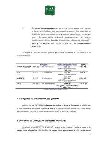 Estudio sobre género y deporte en televisión