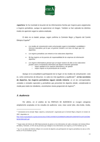 Estudio sobre género y deporte en televisión