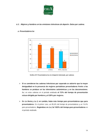 Estudio sobre género y deporte en televisión