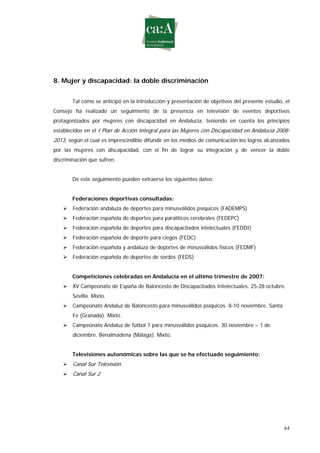 Estudio sobre género y deporte en televisión