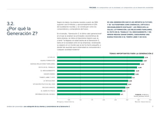 11
Análisis del consumidor: una radiografía de los clientes y consumidores de la Generación Z
FEICASE: Un compromiso con la sociedad, un compromiso con el desarrollo sostenible
3.2.
¿Por qué la
Generación Z?
Según los datos, los jóvenes nacidos a partir de 1995
suponen casi 8 millones, y aproximadamente el 25%
de la población mundial, y se constituyen como los
consumidores y compradores del futuro.
En el estudio, “Generación Z: el último salto generacional”,
en el que se analizan las principales características de
estos jóvenes, se indica el importante impacto que va
a tener “la llegada a la edad adulta de la Generación Z,
tanto en la sociedad como en las empresas, reclamando
su espacio en un mundo que se les ha hecho pequeño, y
donde han asumido que la diversidad es consustancial a
cualquier sociedad moderna”.
ES UNA GENERACIÓN QUE SÍ LES IMPORTA SU FUTURO,
Y SE “AUTODEFINEN COMO DINÁMICOS, CRÍTICOS E
INDUDABLEMENTE DIGITALES”. LES PREOCUPA LA
SALUD, LA FORMACIÓN, LAS RELACIONES FAMILIARES,
EL ÉXITO EN EL TRABAJO Y EL MEDIOAMBIENTE, Y EN
MENOR MEDIDA GANAR DINERO, ASEGURARSE UNA
BUENA POSICIÓN O EL TIEMPO LIBRE Y DE OCIO.
0,5 1,0 1,5 2,0 2,5 3,0 3,5 4,0
LA SALUD
BUENA FORMACIÓN
BUENAS RELACIONES FAMILIARES
ÉXITO EN EL TRABAJO
EL MEDIOAMBIENTE
GANAR DINERO
TIEMPO LIBRE Y OCIO
LA SEXUALIDAD
SITUACIÓN POLÍTICA DEL PAÍS
MUCHOS AMIGOS
EL ASPECTO FÍSICO
INFORMACIÓN DEL MUNDO
3,73
3,67
3,55
3,43
3,33
3,32
3,2
3,05
3,01
2,93
2,8
2,7
TEMAS IMPORTANTES PARA LA GENERACIÓN Z
Ninguna importancia M uc ha im porta nc ia
FUENTE: ATREVIA y
Deusto Business School
 