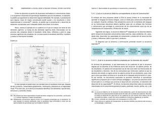 comprendiendo la escuela desde su realidad cotidiana: 356 estudio cualitativo Capítulo 5: Oportunidades de aprendizaje en comunicación y matemática 357 
Si bien los docentes no parten de situaciones motivadoras ni comunicativas reales, 
y no se generan situaciones de aprendizaje desafiantes para los estudiantes, no obstante, 
es posible que igualmente se desarrollen algunas habilidades. Por ejemplo, la presentación 
para algunas clases de mapas conceptuales puede ayudar a los estudiantes a tener 
esquematizado el contenido283. Además, es posible que la presentación y desarrollo de 
esquemas conceptuales sean trabajados desde otras áreas curriculares. 
Ahora, veamos el ejemplo de un cuaderno en el que se trabaja una tarea de alta 
demanda cognitiva. La tareas de alta demanda cognitiva están relacionadas con los 
procesos más complejos donde el estudiante valida ideas, reflexiona y pone en juego 
procesos cognitivos más complejos. Así, en estas tareas el estudiante identifica, transfiere 
y evalúa la información brindada. 
Ejemplo 6: 
En este ejemplo se puede notar con claridad cómo el estudiante tiene que, después 
de leer la historia, comprenderla globalmente, sintetizarla y plasmarla en un organizador 
visual.284 En este caso, se le solicita al estudiante identificar tres elementos: tipo de texto, 
estructura y contenido (fondo). 
5.4.3. ¿Cuál es la secuencia didáctica correspondiente al área de Comunicación? 
El enfoque del área propuesto desde la ECB ha puesto énfasis en la necesidad de 
aprender el lenguaje de manera integral, como un medio para comunicarse eficazmente 
en cualquier situación cotidiana. Esta perspectiva acerca de la enseñanza del lenguaje 
en las instituciones educativas debería significar optar por un enfoque más funcional 
y comunicativo que privilegie la construcción de los conocimientos como eje de las 
competencias de Comprensión y Producción de textos. 
Siguiendo esta lógica, la secuencia didáctica285 adoptada por los docentes debería 
partir siempre de situaciones comunicativas reales (noticias, casos, problemas, etc.) para, 
desde ellas, desarrollar las capacidades de comprensión y producción de textos escritos 
y orales y reflexionar sobre lo que leen o producen. 
El diagrama que se presenta a continuación pretende resumir la secuencia 
esperada:286 
5.4.3.1. ¿Cuál es la secuencia didáctica empleada por los docentes del estudio? 
En términos de aprendizaje, lo que observamos en los cuadernos es que la secuencia 
seguida por los docentes no da evidencias acerca del recojo de los saberes previos de 
los estudiantes. El capítulo de Concepciones nos da más luces sobre las interacciones de 
los estudiantes y docentes. Una de las conclusiones que revela este capítulo es que los 
docentes del estudio no logran activar los saberes previos de sus estudiantes, pues creen 
que lo único que deben activarse es el recuerdo de lo trabajado anteriormente en clase. 
En ese sentido, los documentos analizados no permiten identificar el aprendizaje 
significativo propuesto por el nuevo enfoque pedagógico. Las prácticas docentes están 
enmarcadas en un enfoque que prioriza el desarrollo de contenidos, en desmedro del 
desarrollo de las capacidades287. En efecto, los docentes desarrollan todos los contenidos 
relacionados con el conocimiento gramatical (sujeto, predicado, oración, grafías, etc.) y de 
283. Recordemos que estos organizadores visuales permiten categorizar los contenidos. Las Escuelas 
1 y 3 utilizan esquemas o mapas conceptuales. 
284. Posiblemente encontremos algunos errores en el esquema presentado por el estudiante. En 
este ejemplo no estamos analizando cómo el estudiante haya enfrentado la tarea sino las 
oportunidades de aprendizaje que ha brindado el docente. 
285. La secuencia didáctica de los docentes ha sido establecida a partir de observaciones de clase 
descritas en las transcripciones de observación de clase y de la revisión de cuadernos. Para ello, 
se analizó el desarrollo de cada tema en los cuadernos (lo cual muchas veces implica más de 
una sesión de clases), a partir del cual se estableció la estructura seguida por el docente. 
286. Es decir, pretende ser consecuente con lo propuesto en la ECB y PCB. 
287. Como vimos en el capítulo de Concepciones, los docentes tendrían una práctica más cercana a 
la metodología «tradicional». 
Transferencia 
a nuevas 
situaciones 
Retención 
sobre lo leído 
o escrito 
Situación 
de lectura o 
escritura 
Recojo de 
saberes 
previos 
Presentación de 
una situación 
comunicativa 
 
