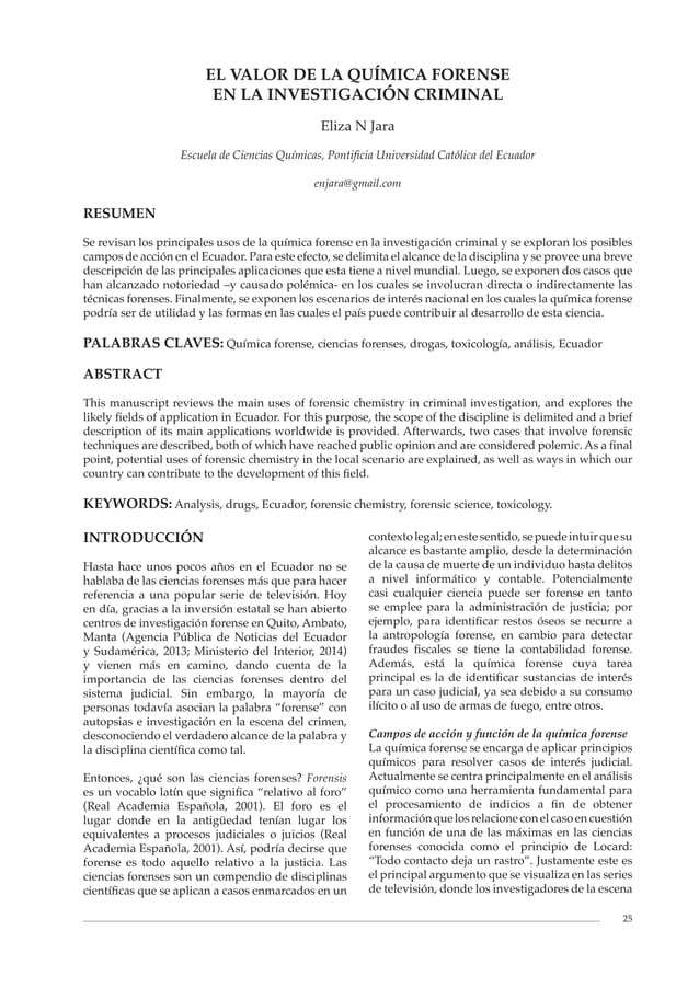 estudio de caso 0 quimica forense, relacion de la quimica con lo ...