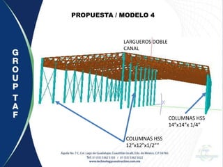 PROPUESTA / MODELO 4
COLUMNAS HSS
12”x12”x1/2””
LARGUEROS DOBLE
CANAL
COLUMNAS HSS
14”x14”x 1/4”
 