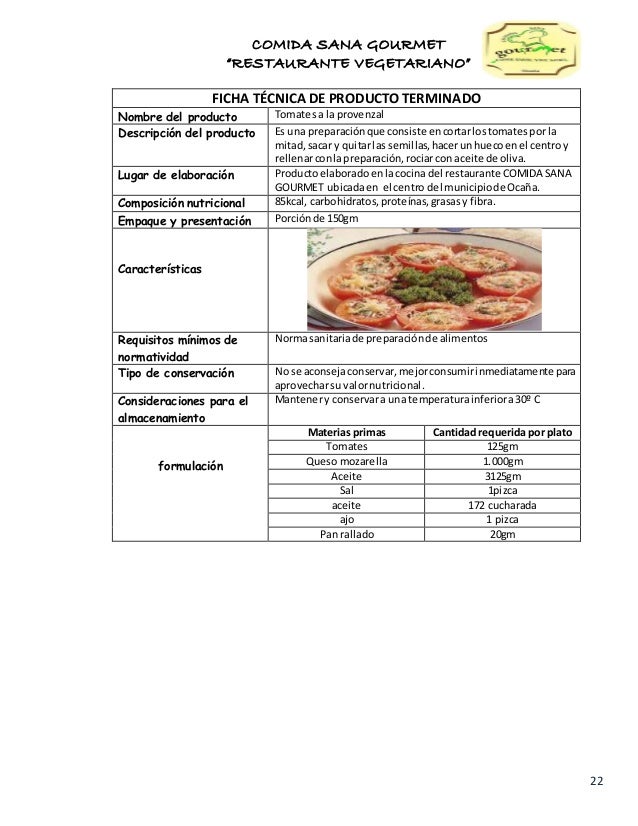 Estudio de factibilidad para la creación del restaurante COMIDA SANA